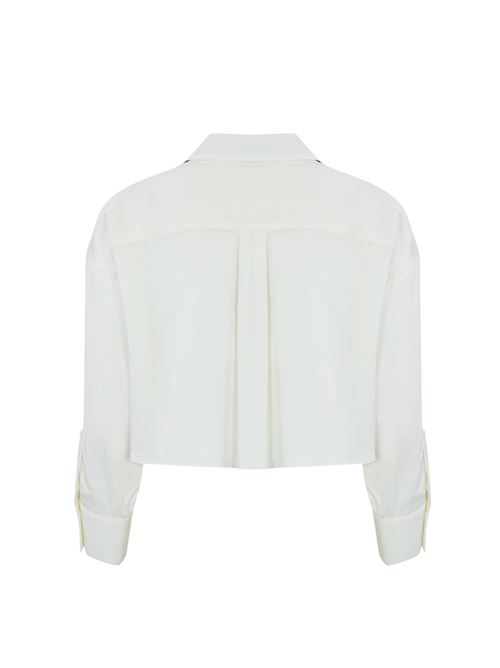 Camicia cropped in raso stretch con foulard Elisabetta Franchi | CA08246E2100